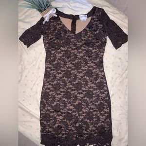Vintage Hugo Buscati Brown Lace Dress